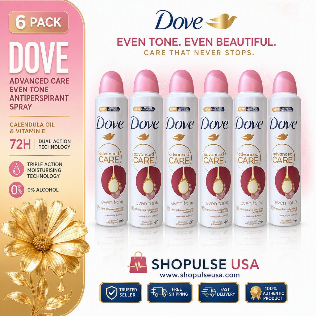 dove advanced care even tone antiperspirant spray 250 ml 6 pack | calendula oil & vitamin e | 72h protection