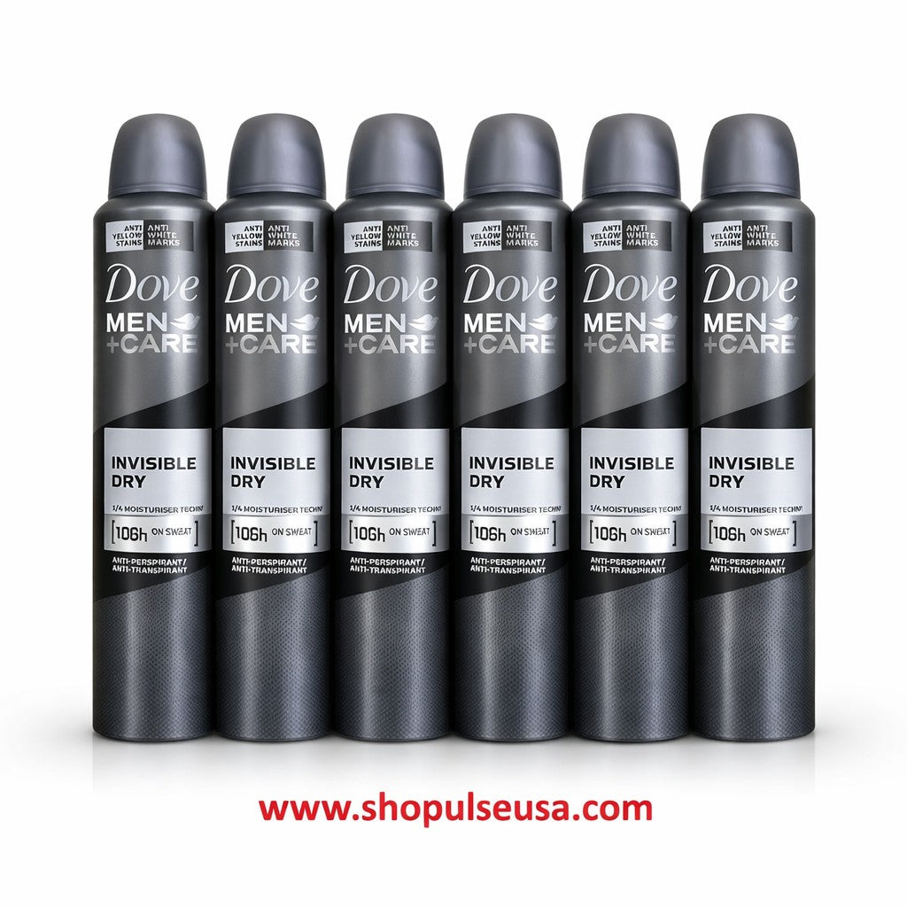 6 pk dove men + care invisible dry spray, international version, 250 ml/8.4 oz