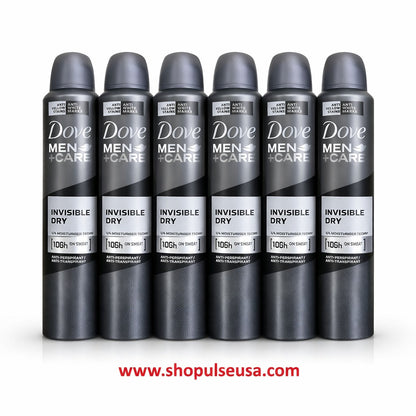 6 PK Dove Men + Care Invisible Dry Spray, International Version, 250 ML/8.4 OZ