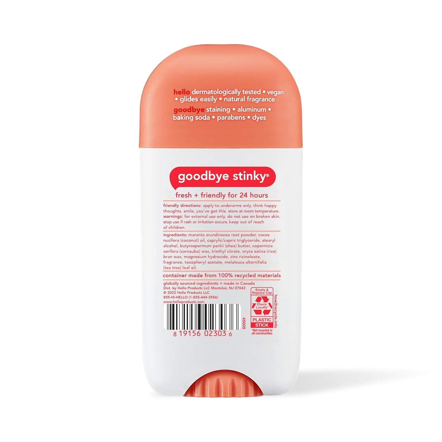 2 pk hello peach sparkle aluminum‑free deodorant natural, 2.6 oz each