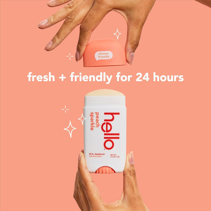 2 PK Hello Peach Sparkle Aluminum‑Free Deodorant Natural, 2.6 oz each