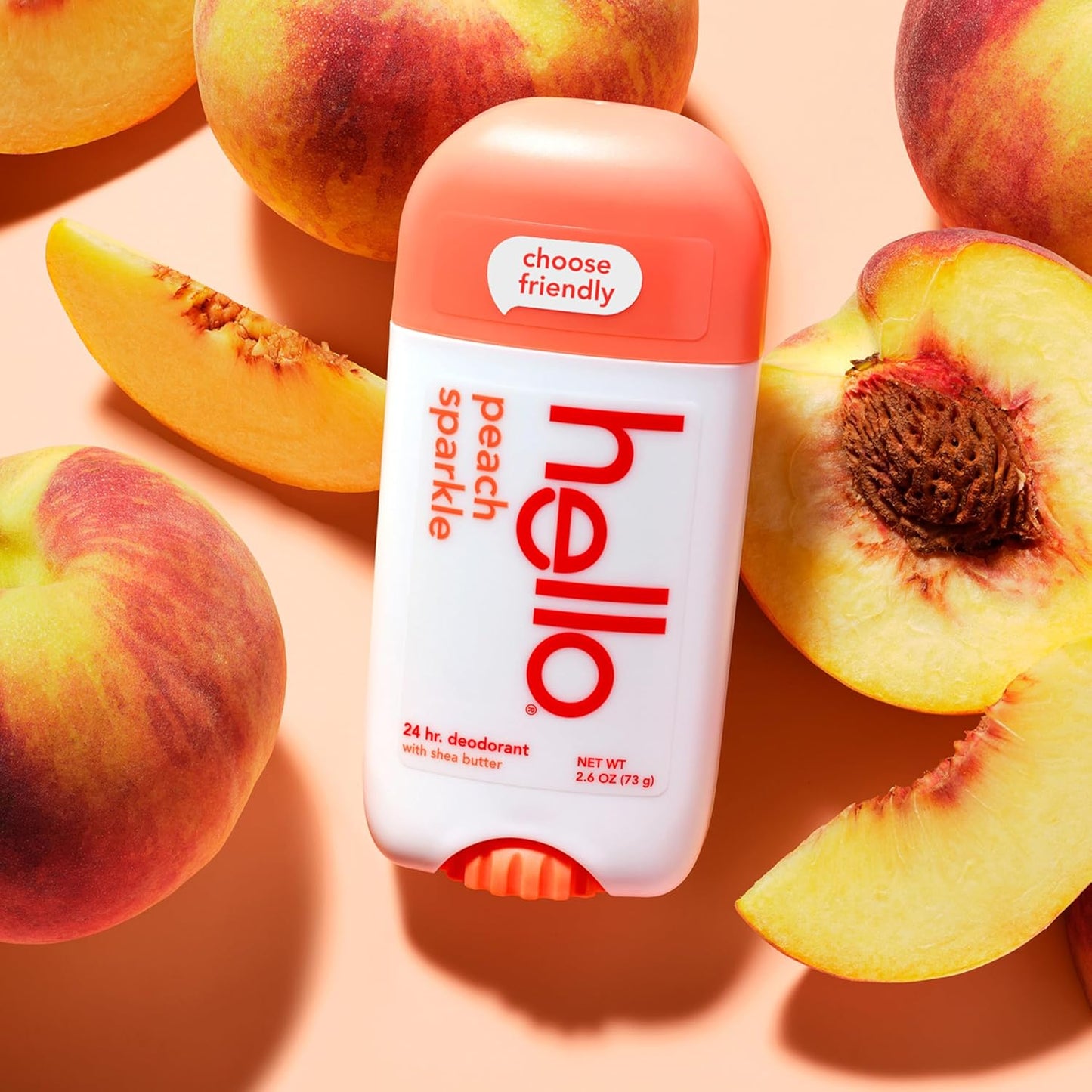 2 pk hello peach sparkle aluminum‑free deodorant natural, 2.6 oz each