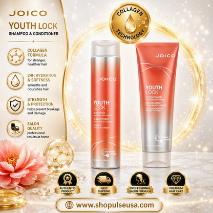 Joico YouthLock Shampoo 10.1 fl oz & Conditioner 8.5 oz Formulated With Collagen