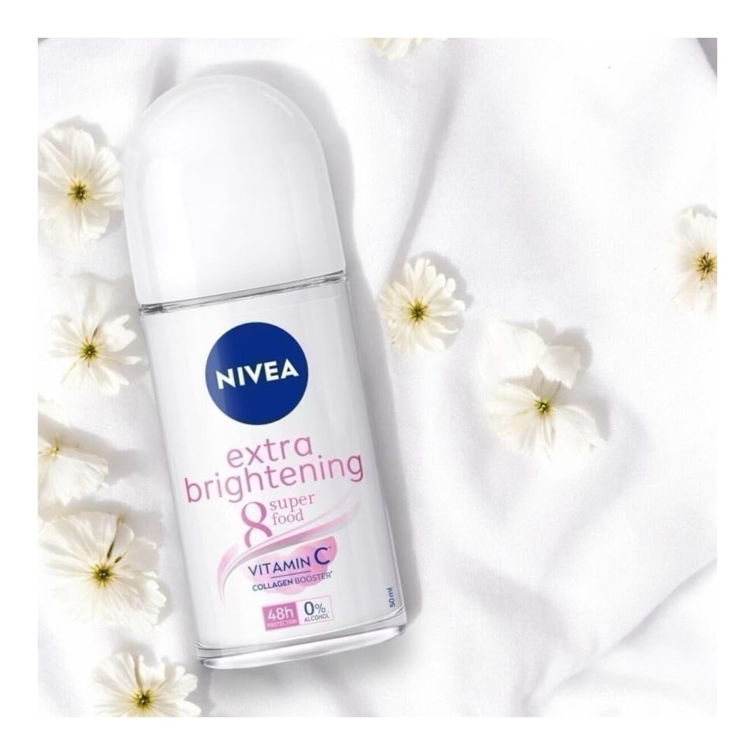 nivea extra brightening roll‑on deodorant 50ml (3‑pack) | vitamin c + collagen | 48h odor protection