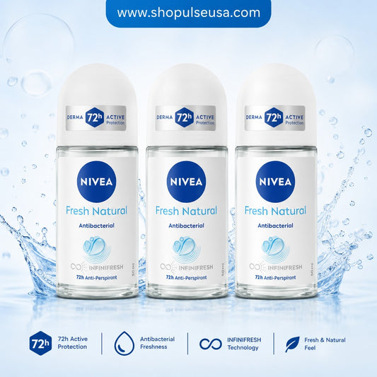Nivea Fresh Natural Roll On | 1.69 Fl Oz (50ml) | Pack of 3