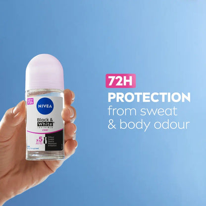 Nivea Invisible for Black & White Clear Roll-On Anti-Perspirant Deodorant 50 ml (Pack of 3)