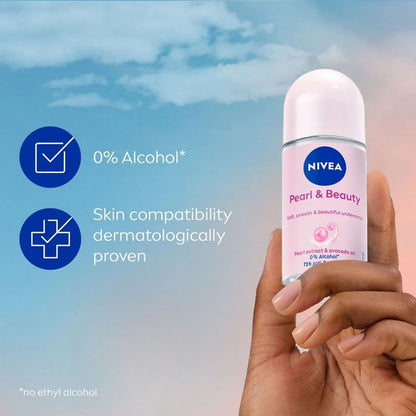 3 PK Nivea Pearl & Beauty Roll-On Deodorant, 50ml Each