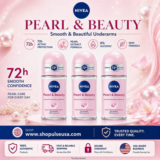3 PK Nivea Pearl & Beauty Roll-On Deodorant, 50ml Each