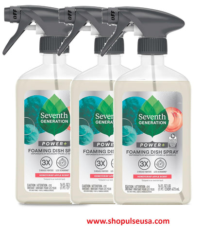 Seventh Generation Foaming Dish Spray, Honey Crisp Apple 16 Fl Oz (3 Pack)