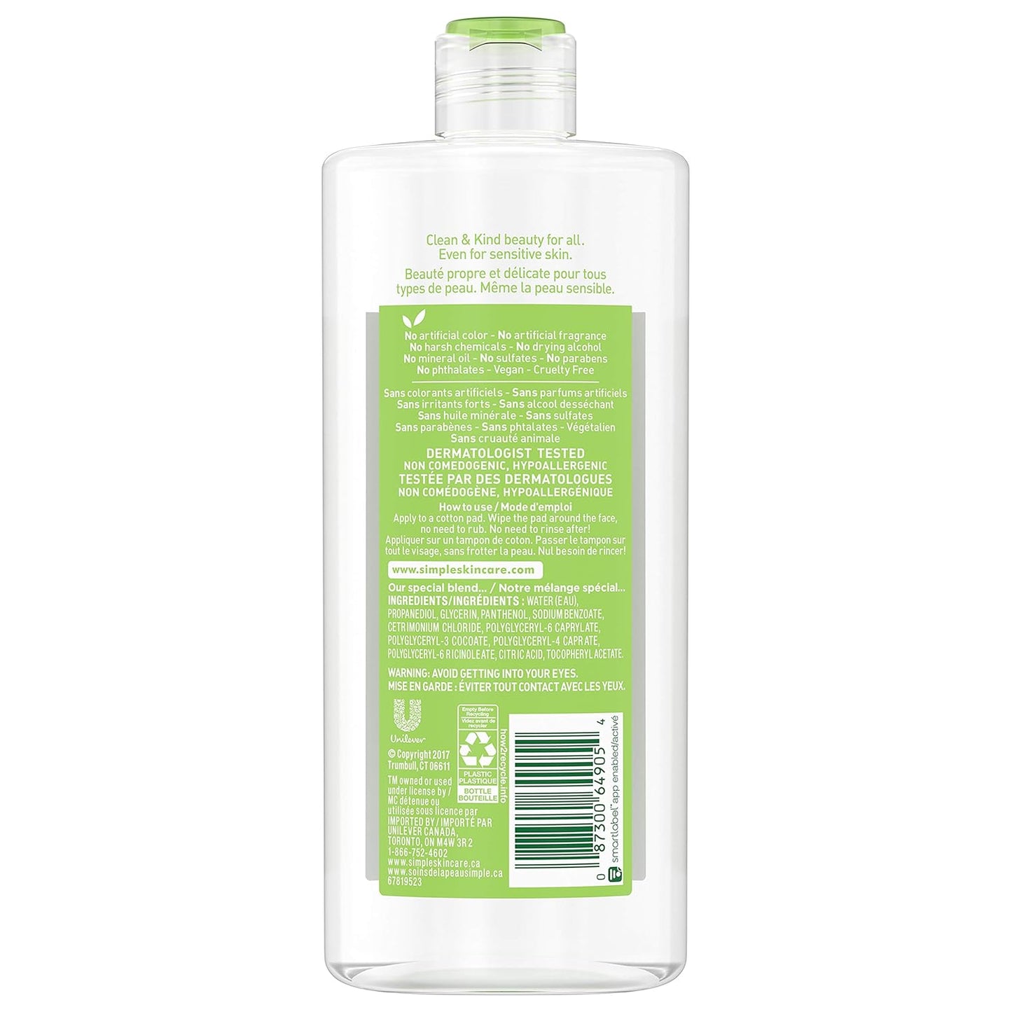 2 pack simple micellar cleansing water 13.5 fl oz  gentle makeup remover & cleanser