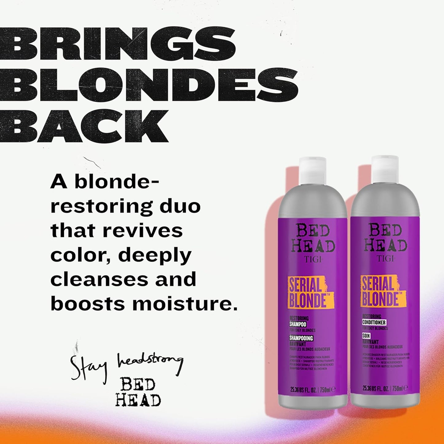 tigi bed head serial blonde restoring shampoo & conditioner set 25.36 fl oz each