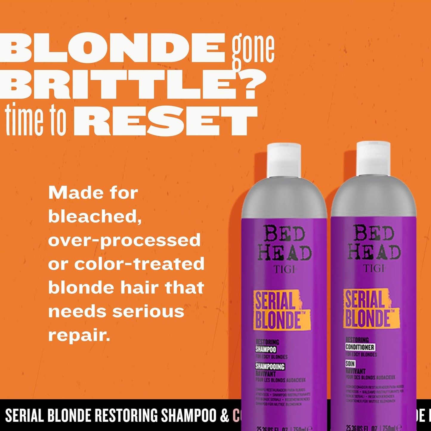 tigi bed head serial blonde restoring shampoo & conditioner set 25.36 fl oz each