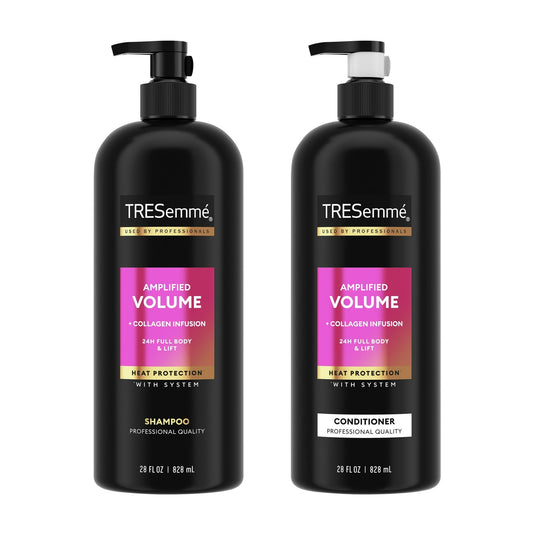 TRESemmé Shampoo and Conditioner Set, Amplified Volume + Collagen Infusion, 24H Full Body & Lift with Heat Protection