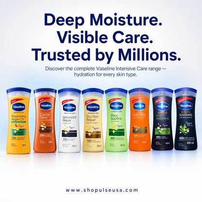 Vaseline Intensive Care Cocoa Glow Body Lotion 400ml (2 Pack) | 48H Moisture Dry