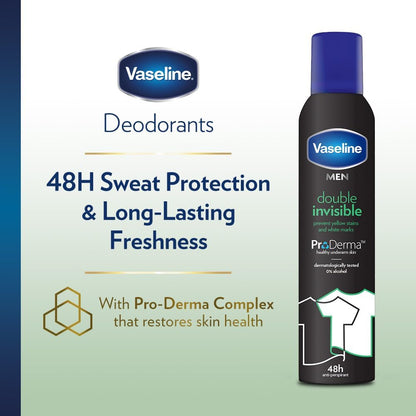 6 Pk Vaseline Double Invisible Men’s Antiperspirant 48h Protection 8.45oz/250 mL