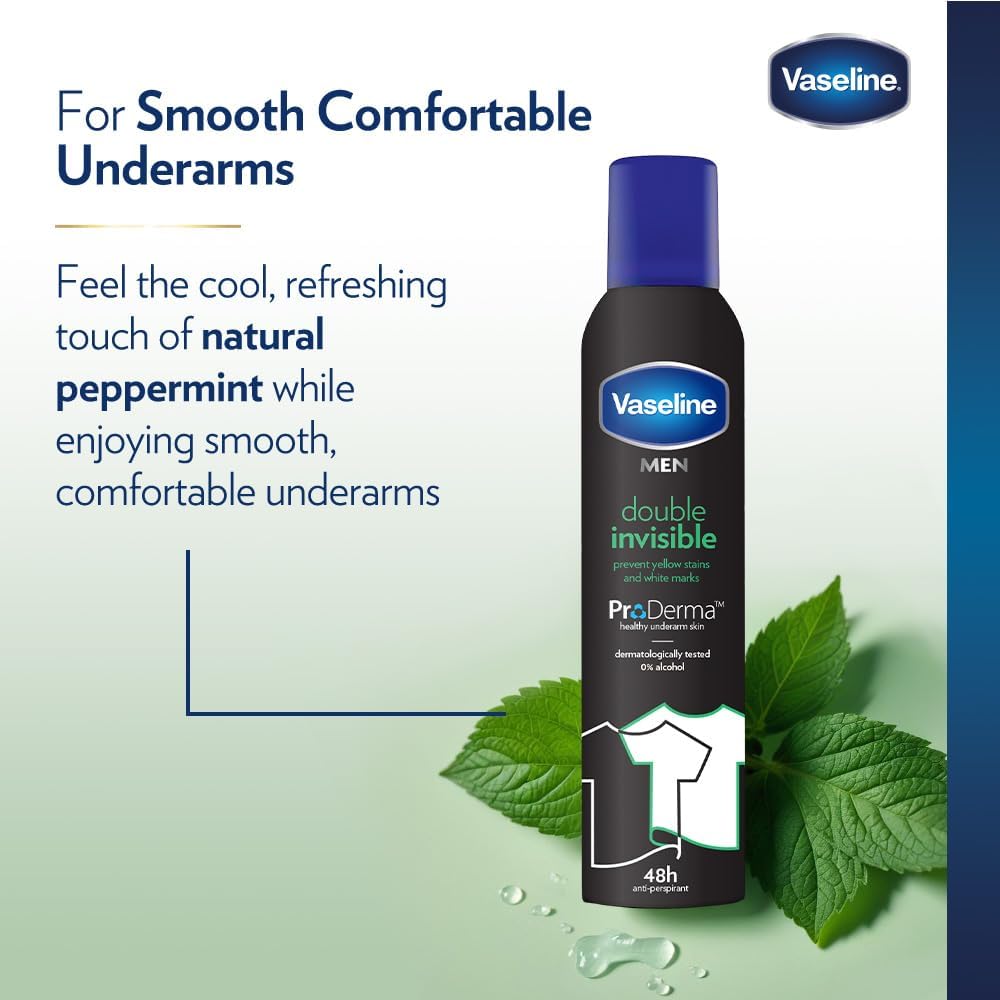 6 pk vaseline double invisible men’s antiperspirant 48h protection 8.45oz/250 ml