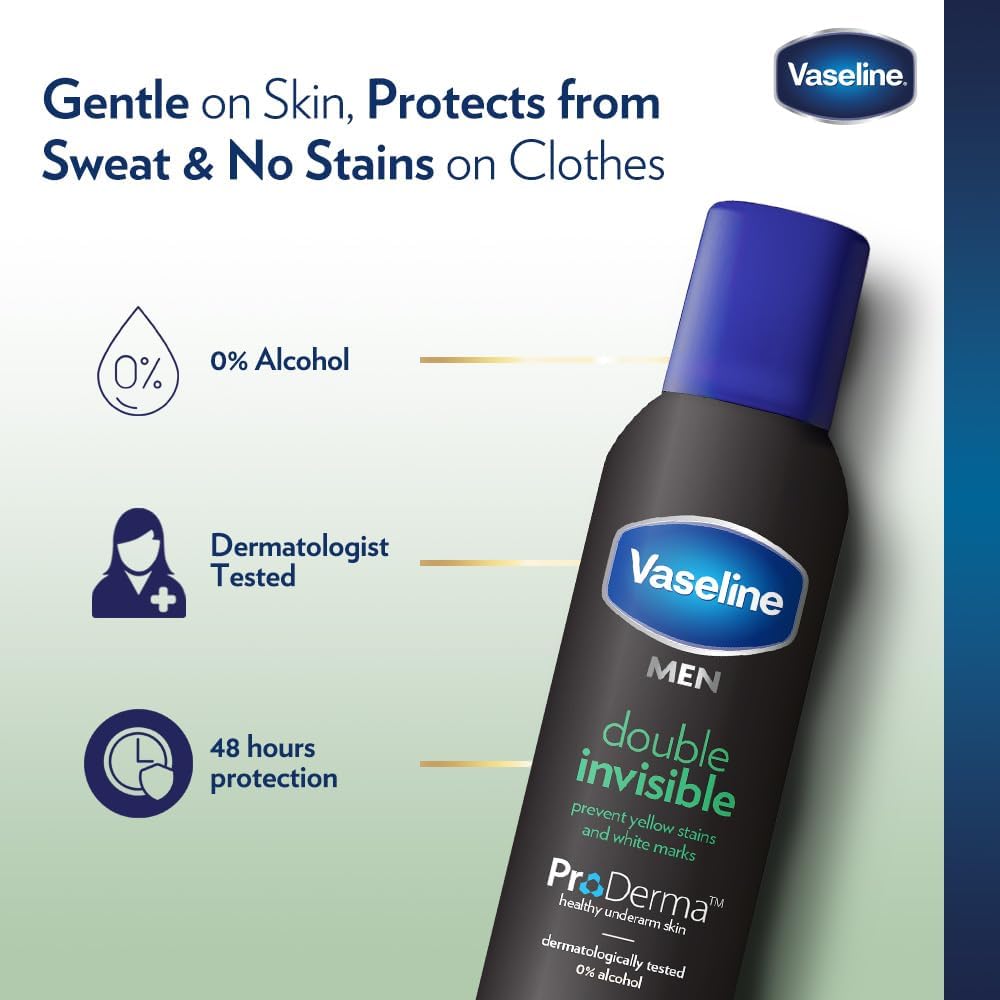 6 pk vaseline double invisible men’s antiperspirant 48h protection 8.45oz/250 ml