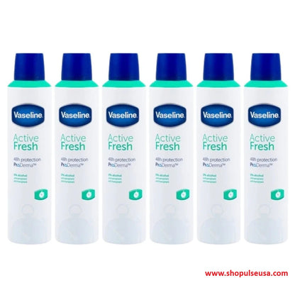 6 Pack Vaseline Active Fresh Deodorant Spray  48HR Protection & 0% Alcohol 8.45 oz / 250 mL