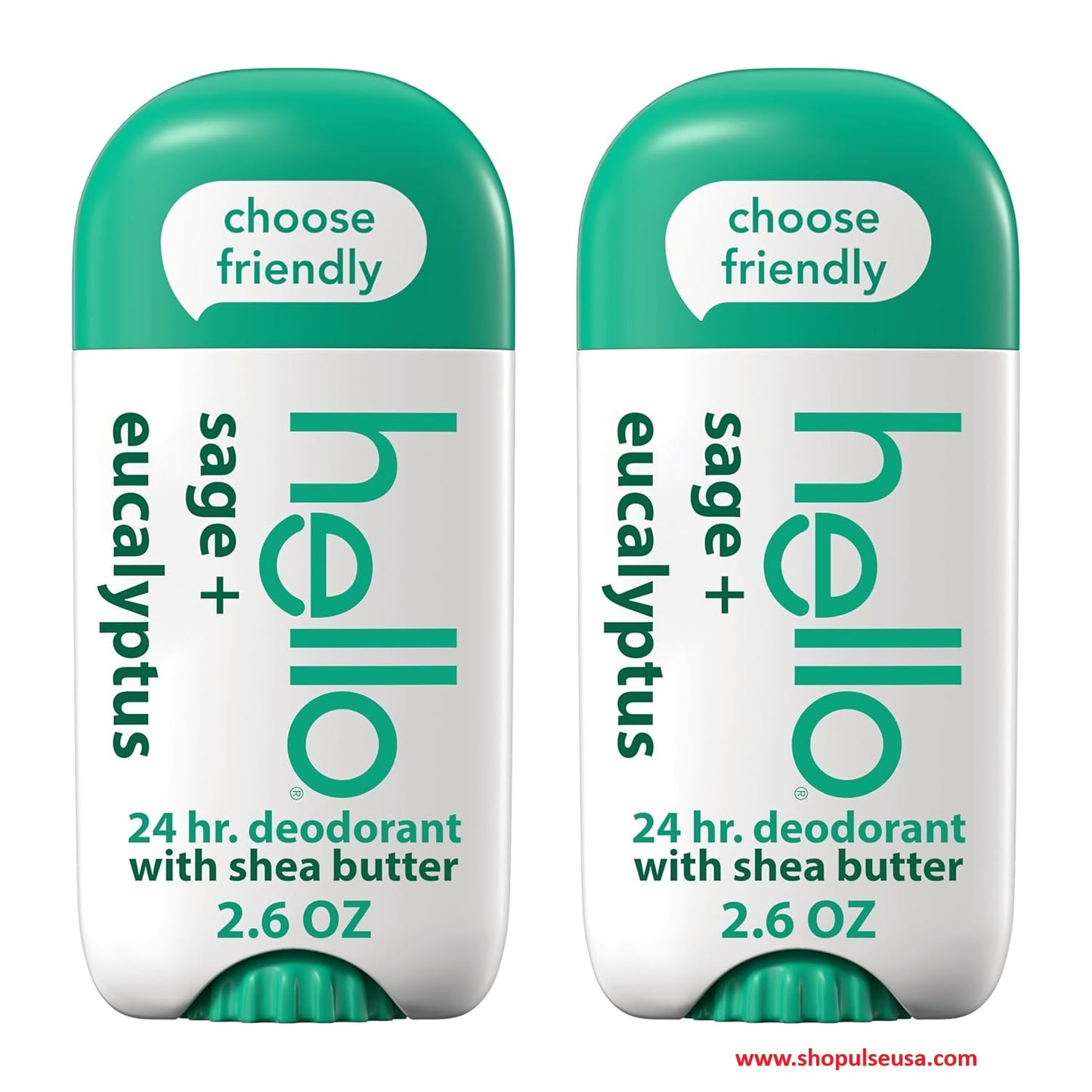 2 pack hello sage and eucalyptus aluminum free deodorant 2.6 oz each