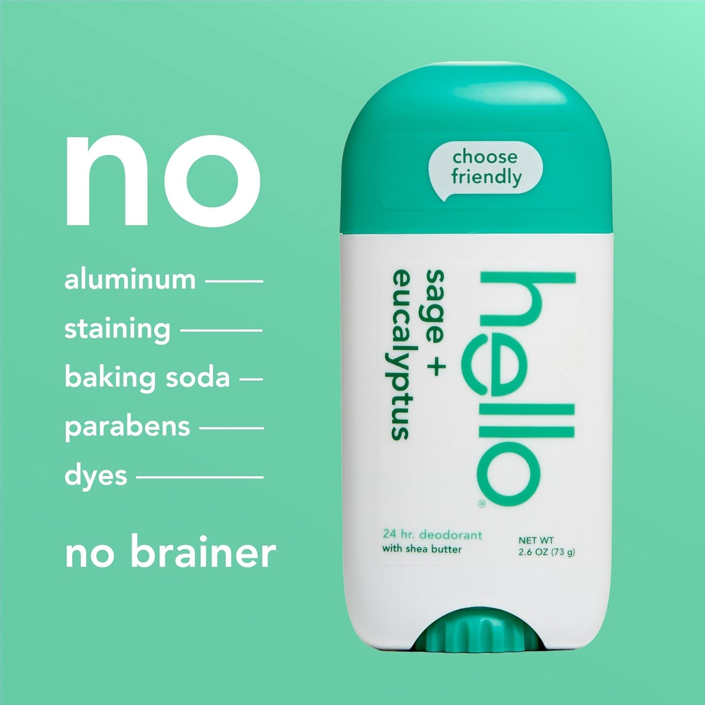 2 pack hello sage and eucalyptus aluminum free deodorant 2.6 oz each