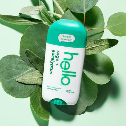 2 Pack Hello Sage and Eucalyptus Aluminum Free Deodorant 2.6 oz Each