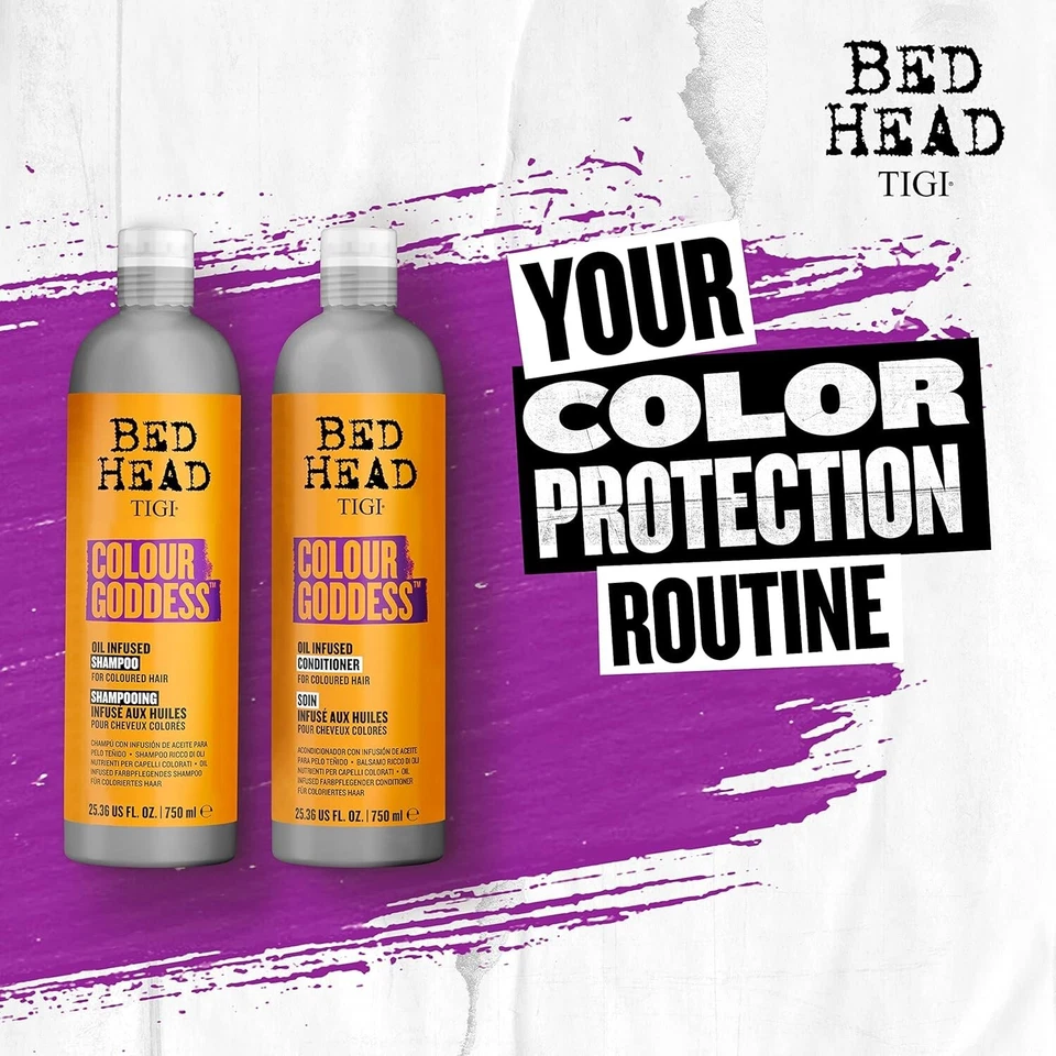 TIGI Bed Head Colour Goddess Oil Infused Shampoo & Conditioner 25.36 fl oz | Color-Treated Hair Care | Nourishing & Shine-Enhancing