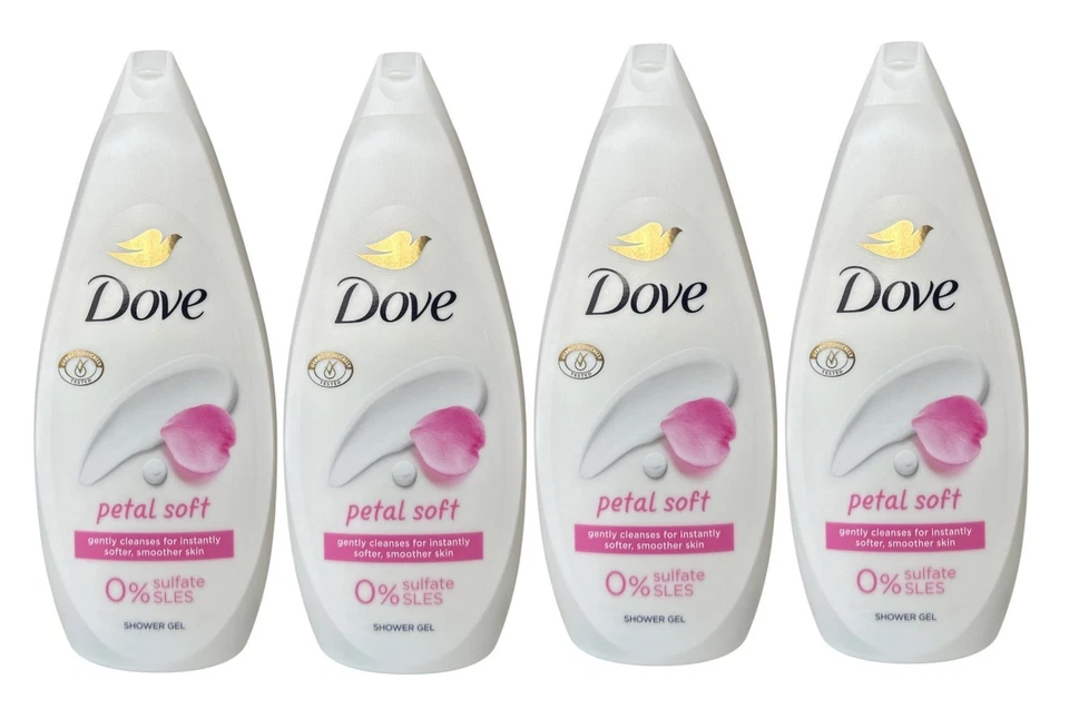 Dove Shower Gel Petal Soft 4 Pack 720 ml | 24.3 fl oz Each | Moisturizing & Gentle Body Wash