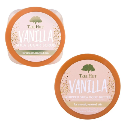 Tree Hut Vanilla Shea Sugar Scrub & Whipped Body Butter Bundle 26.4 oz | Exfoliating & Moisturizing Skincare | Smooth Soft Skin