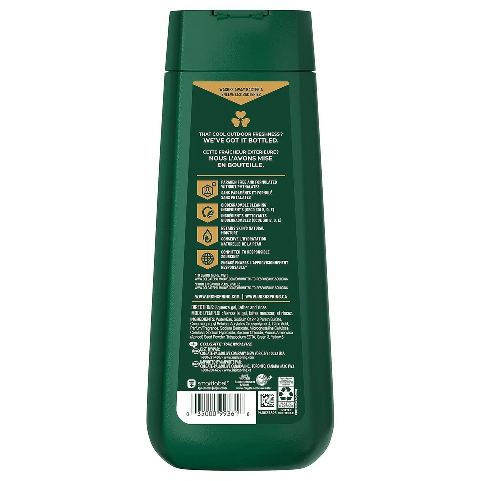 Irish Spring Active Scrub Exfoliating Body Wash 4 Pack 20 fl oz | Men’s Deep-Cleansing Body Wash | Refreshing & Invigorating