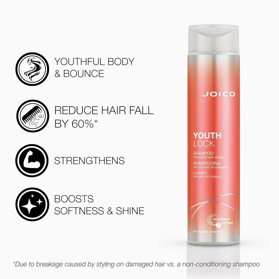 joico youthlock shampoo & conditioner set | collagen infused hair care | strengthening & anti-aging hair duo