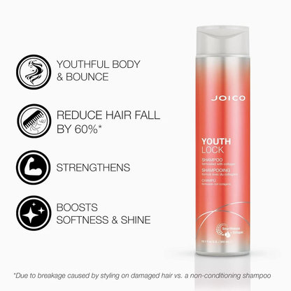 Joico YouthLock Shampoo & Conditioner Set | Collagen Infused Hair Care | Strengthening & Anti-Aging Hair Duo