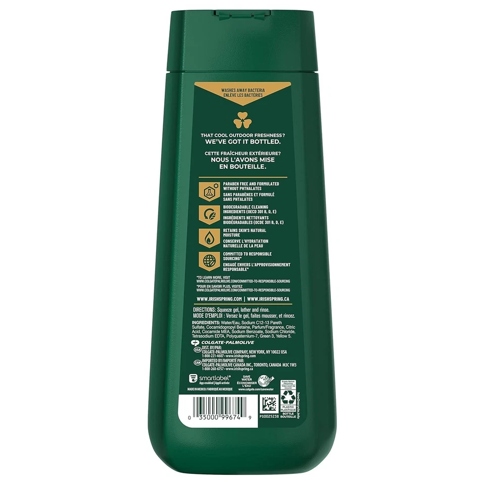 irish spring original clean body wash | 24 hour fresh body wash for men | long lasting fresh scent