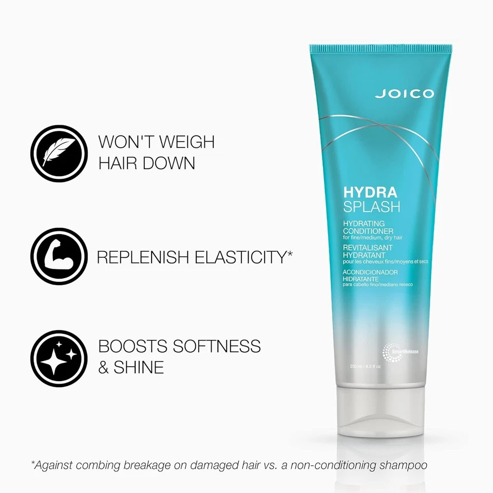 Joico HydraSplash Hydrating Shampoo & Conditioner Set | 10.1 oz & 8.5 oz | Moisturizing Hair Care Duo