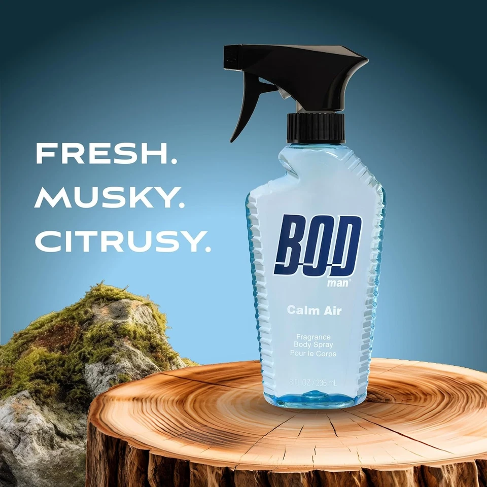 bod man fragrance body spray 3 pack calm air 8 fl oz | men’s deodorant & body spray | long-lasting fresh scent