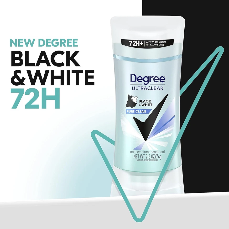 degree antiperspirant for women 6 pack | pure clean deodorant | long-lasting sweat & stain protection