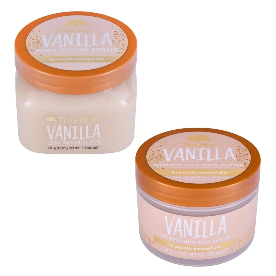 Tree Hut Vanilla Shea Sugar Scrub & Whipped Body Butter Bundle 26.4 oz | Exfoliating & Moisturizing Skincare | Smooth Soft Skin