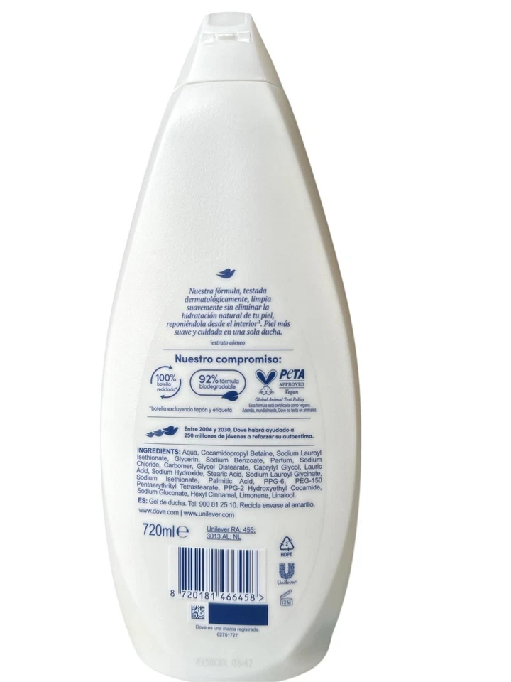 Dove Shower Gel Hidratante 4 Pack 720 ml | 24.3 fl oz Each | Moisturizing & Nourishing Body Wash