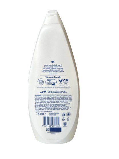 Dove Shower Gel Petal Soft 4 Pack 720 ml | 24.3 fl oz Each | Moisturizing & Gentle Body Wash