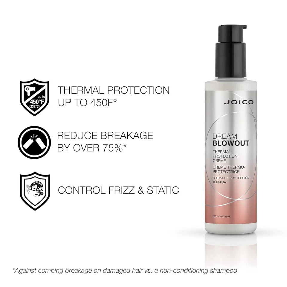 joico dream blowout thermal protection crème 6.7 fl oz | heat protectant styling cream | smooth & frizz control hair care