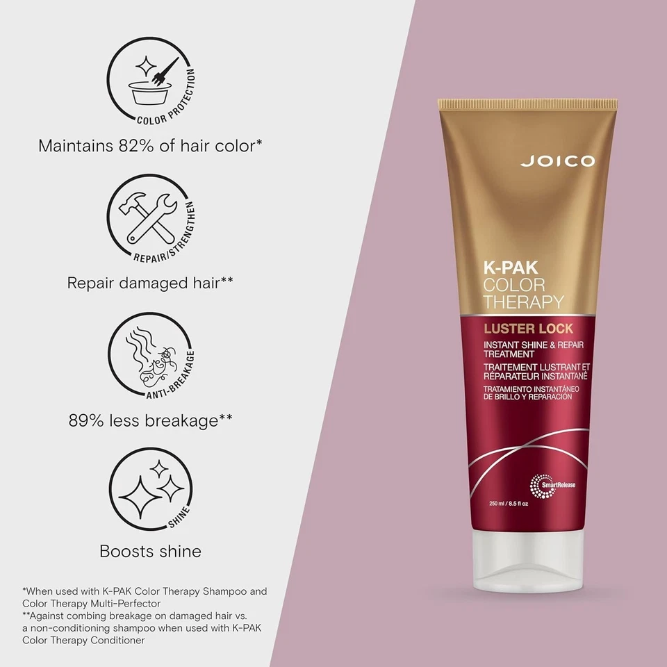 Joico K-PAK Color Therapy Luster Lock 8.5 fl oz | Color Protecting Hair Treatment | Shine & Repair Hair Care