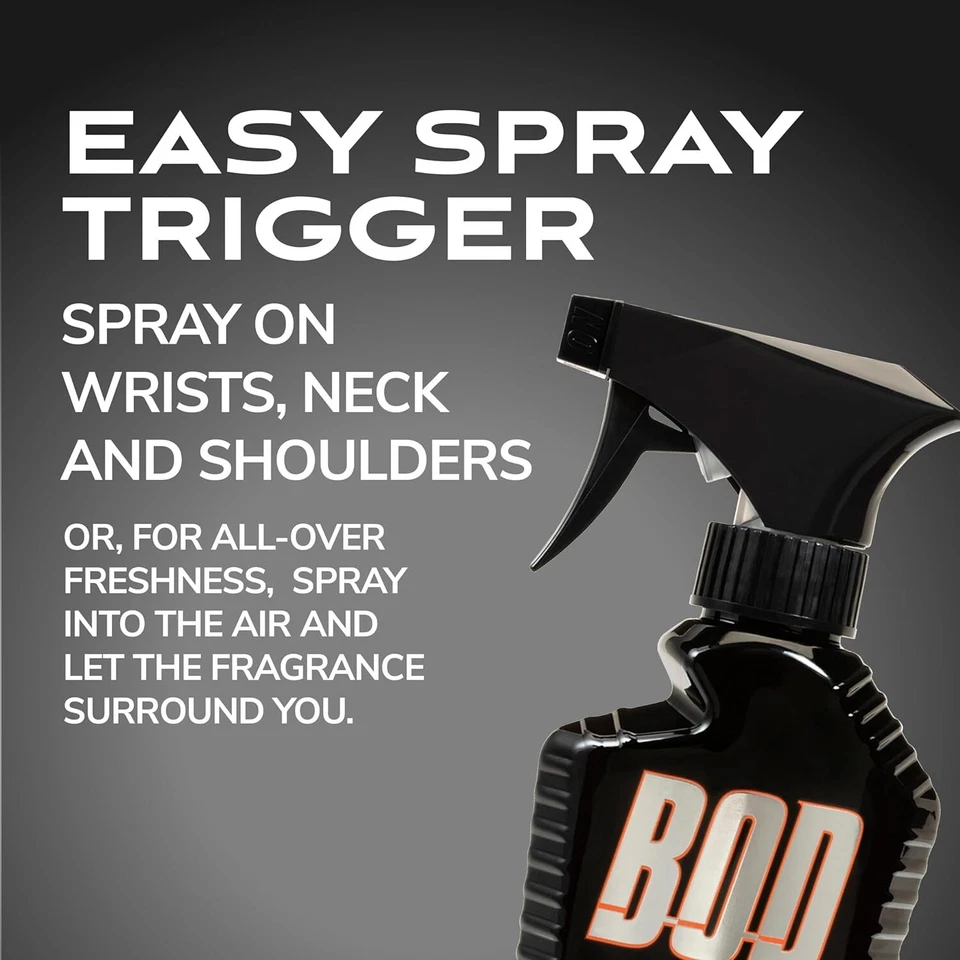 BOD Man Fragrance Body Spray 3 Pack Black 8 fl oz | Men’s Deodorant & Body Spray | Long-Lasting Fresh Scent