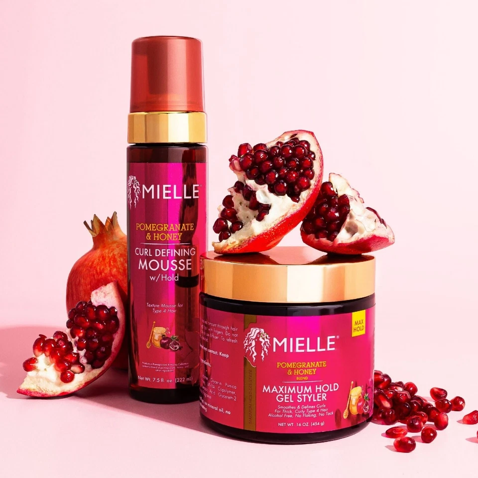 Mielle Pomegranate & Honey Curl Defining Mousse 2 Pack | Curl Enhancing Hair Mousse | Lightweight Hold Styling Foam