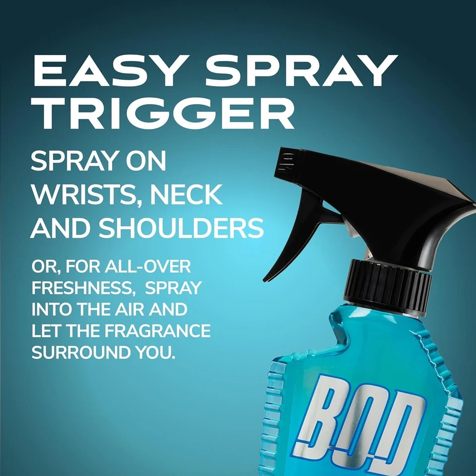 BOD Man Fragrance Body Spray 3 Pack Blue Surf 8 fl oz | Men’s Deodorant & Body Spray | Long-Lasting Fresh Scent