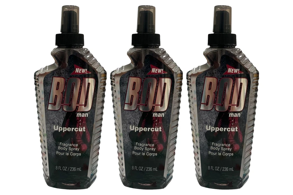 BOD Man Fragrance Body Spray 3 Pack Uppercut 8 fl oz | Men’s Deodorant & Body Spray | Long-Lasting Fresh Scent
