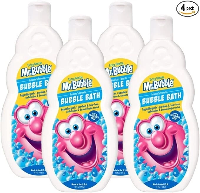mr. bubble bath extra gentle 4 pack | kids bubble bath | gentle & soothing bath time fun