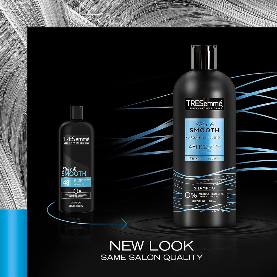 tresemmé silky & smooth shampoo & conditioner set 28 oz each | hydrating hair care | smooth & manageable hair duo
