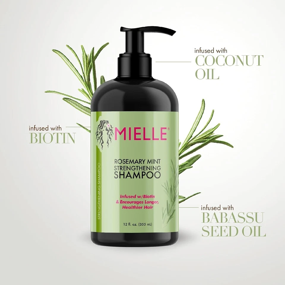 Mielle Organics Rosemary Mint Strengthening Shampoo & Conditioner Set 12 oz Each | Nourishing Hair Care | Strength & Growth