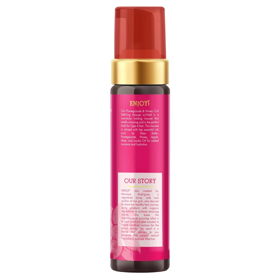 Mielle Pomegranate & Honey Curl Defining Mousse 2 Pack | Curl Enhancing Hair Mousse | Lightweight Hold Styling Foam
