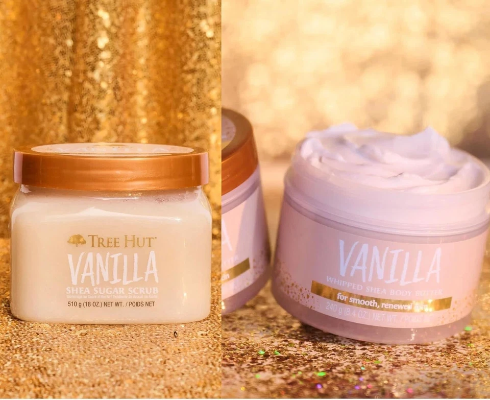 Tree Hut Vanilla Shea Sugar Scrub & Whipped Body Butter Bundle 26.4 oz | Exfoliating & Moisturizing Skincare | Smooth Soft Skin