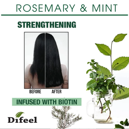 Difeel Rosemary & Mint Shampoo and Conditioner | Hair Strengthening Hair Care Set | Nourishing & Refreshing Formula